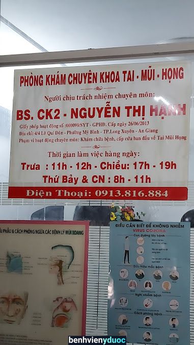 Bác Sĩ Tai Mũi Họng Nguyễn Thị Hạnh Long Xuyên An Giang