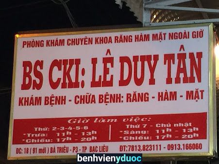 Bs Tân Trưởng Khoa RHM BV Bạc Liêu Bạc Liêu Bạc Liêu