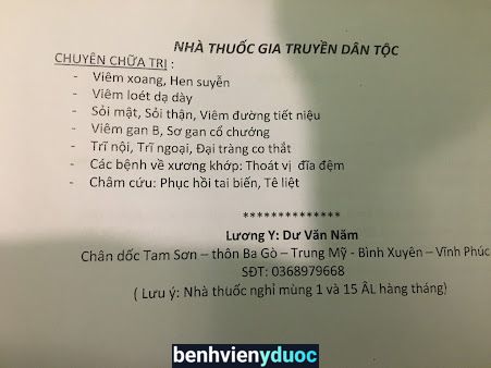 Nhà thuốc đông y Dư Năm Bình Xuyên Vĩnh Phúc