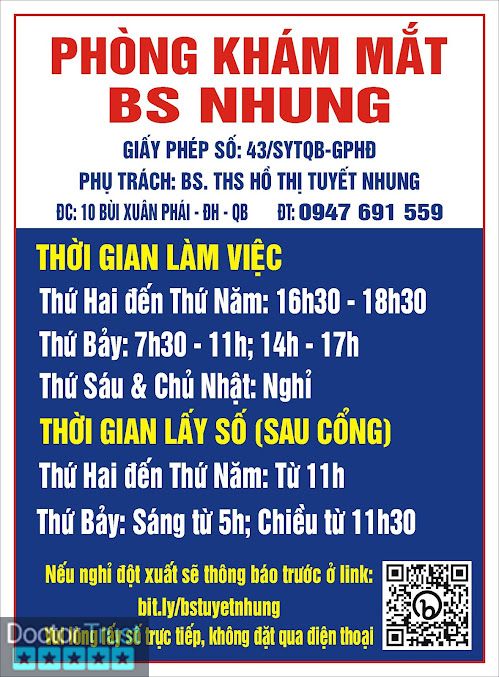 Phòng Khám Mắt BS Hồ Thị Tuyết Nhung Đồng Hới Quảng Bình