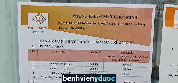 Phòng khám mắt khôi minh Hà Đông Hà Nội