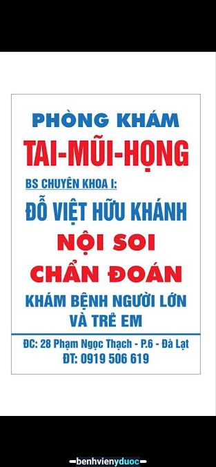 Phòng khám tai mũi họng BS Đỗ Việt Hữu Khánh Đà Lạt Lâm Đồng