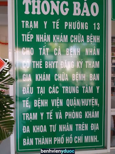 Trạm Y Tế Phường 13. Quận Bình Thạnh. Thành Phố Hồ Chí Minh Bình Thạnh Hồ Chí Minh